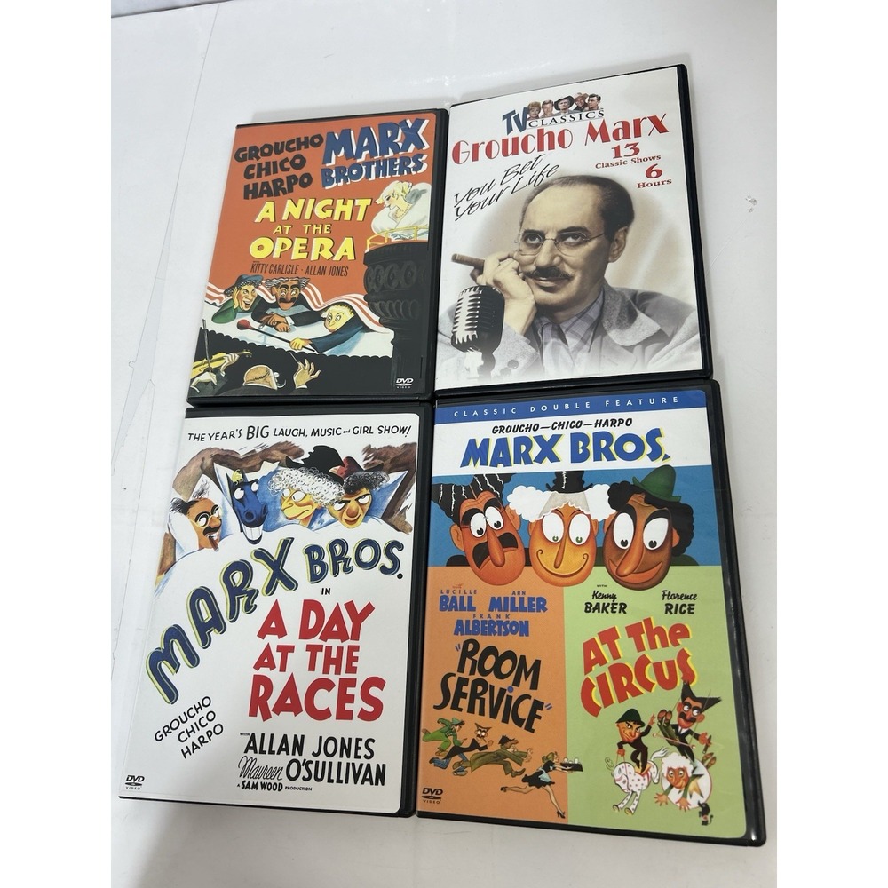 Lot of 4 Marx Brothers DVDs ~5 Movies~ night opera day races room service circus